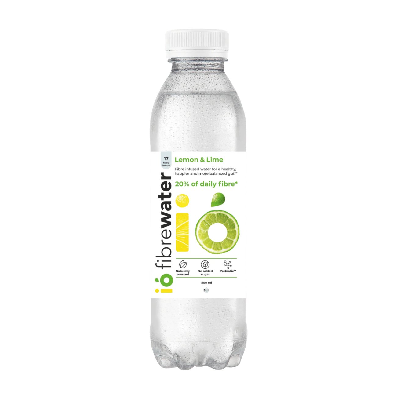 Fibre Infused Prebiotic Water Lemon & Lime Still 500ml - Io Fibrewater - Water Filter/Infuser - Eco Natural Products