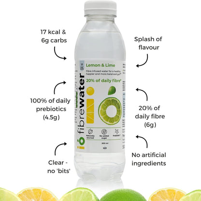 Fibre Infused Prebiotic Water Lemon & Lime Still 500ml - Io Fibrewater - Water Filter/Infuser - Eco Natural Products
