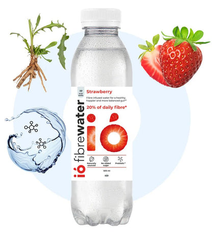 Fibre Infused Prebiotic Water Strawberry Still 500ml - Io Fibrewater - Water Filter/Infuser - Eco Natural Products