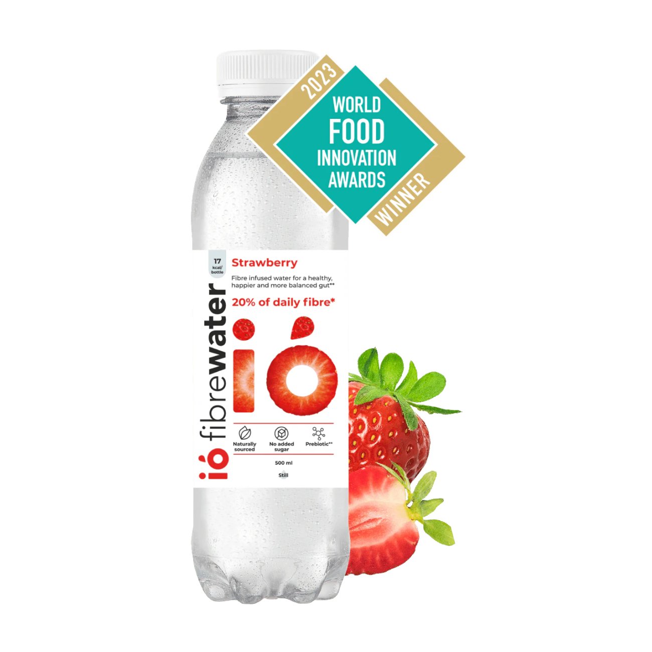 Fibre Infused Prebiotic Water Strawberry Still 500ml - Io Fibrewater - Water Filter/Infuser - Eco Natural Products