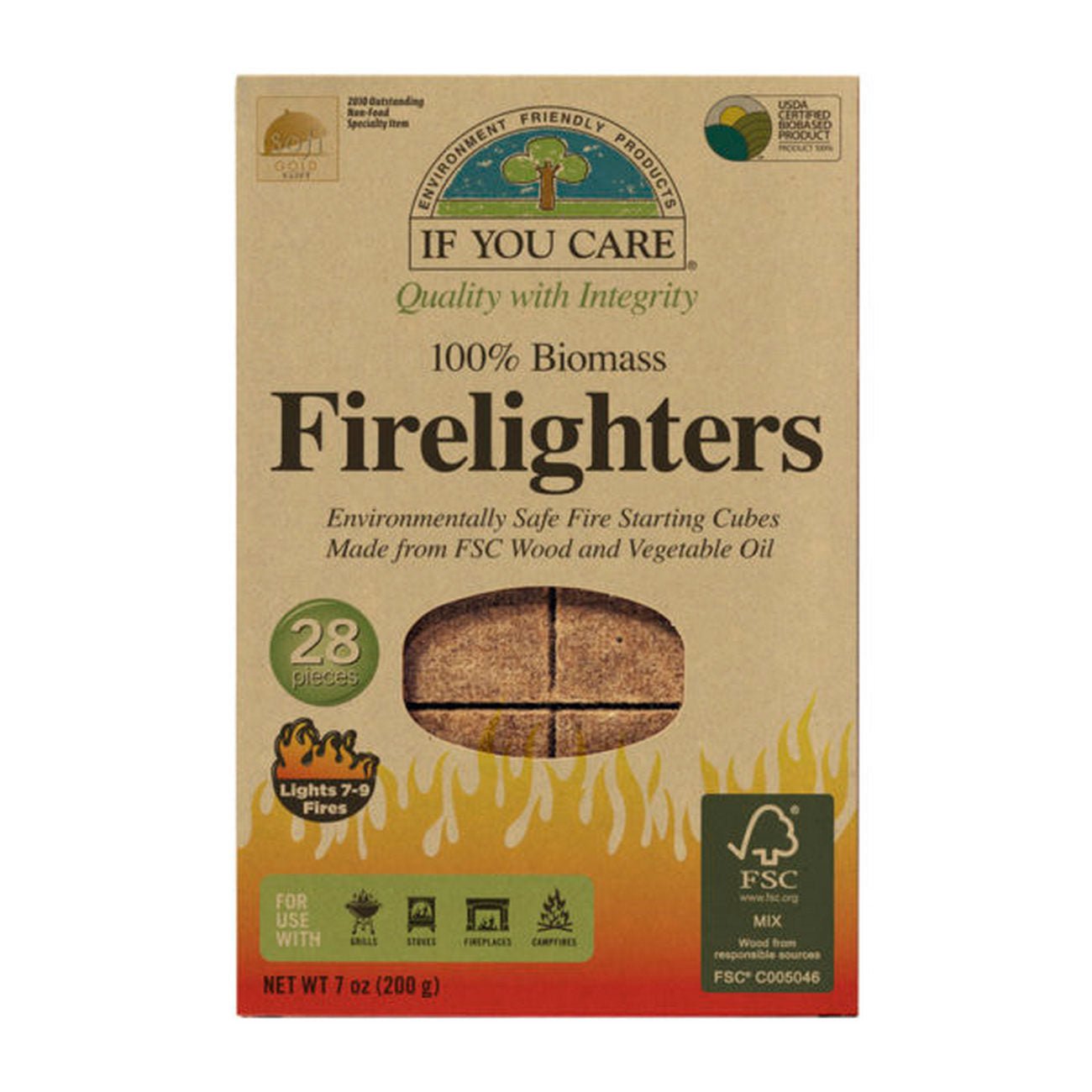 Firelighters Non - toxic Wood and Vegetable 28 pieces - Eco Natural Products - If You Care - Lighters & Matches