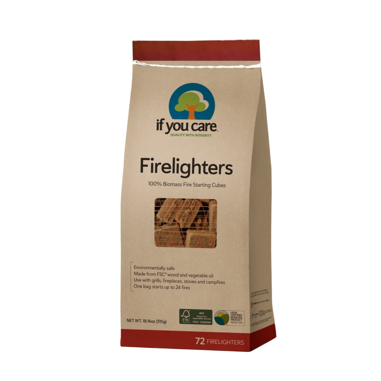 Firelighters Non - toxic Wood and Vegetable 72 pieces - If You Care - Lighters & Matches - Eco Natural Products