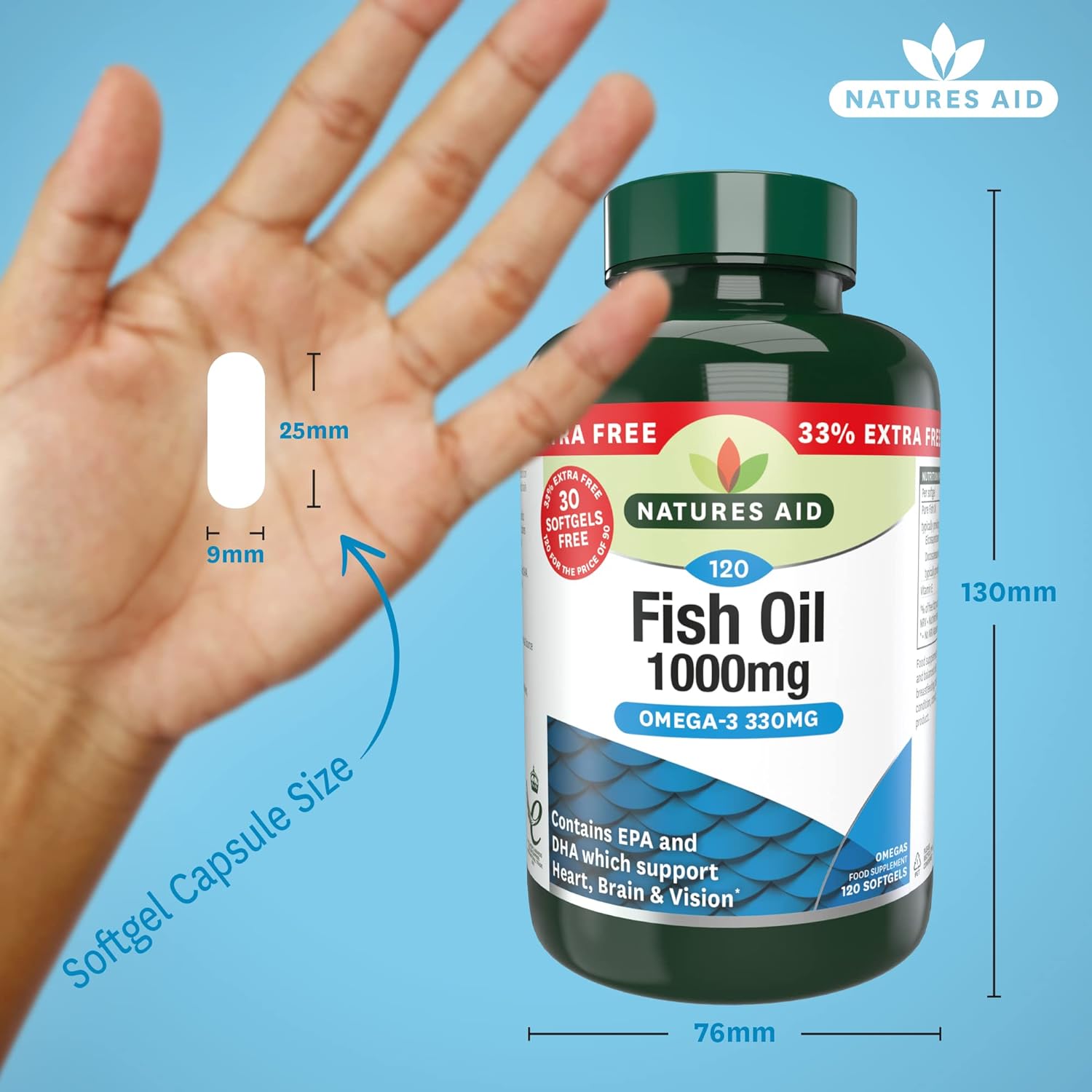 Fish Oil 1000mg 120 Softgels - Natures Aid - Vitamins & Supplements - Eco Natural Products
