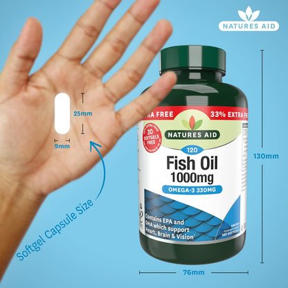 Fish Oil 1000mg 120 Softgels - Natures Aid - Vitamins & Supplements - Eco Natural Products