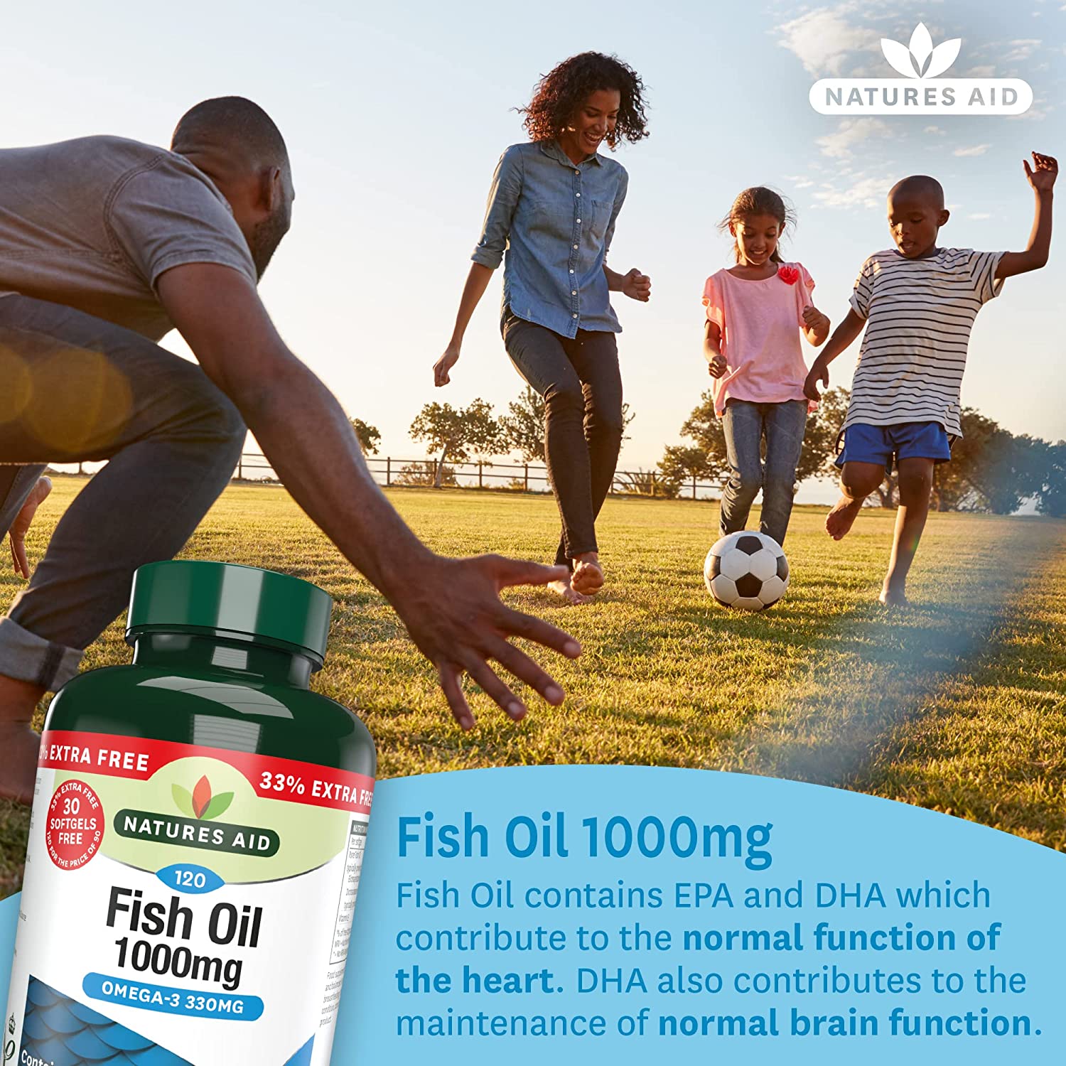 Fish Oil 1000mg 120 Softgels - Eco Natural Products - Natures Aid - Vitamins & Supplements