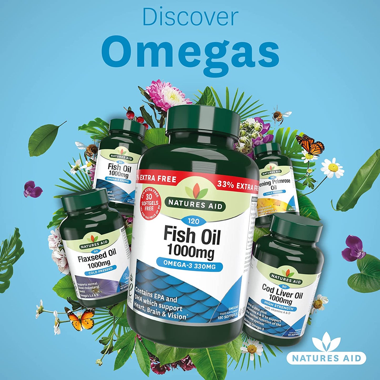 Fish Oil 1000mg 120 Softgels - Natures Aid - Vitamins & Supplements - Eco Natural Products