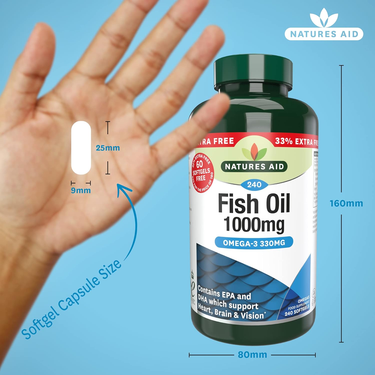 Fish Oil 1000mg 240 Softgels - Eco Natural Products - Natures Aid - Vitamins & Supplements