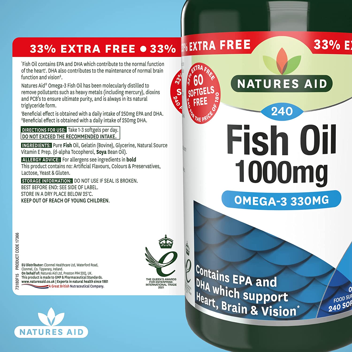 Fish Oil 1000mg 240 Softgels - Natures Aid - Vitamins & Supplements - Eco Natural Products