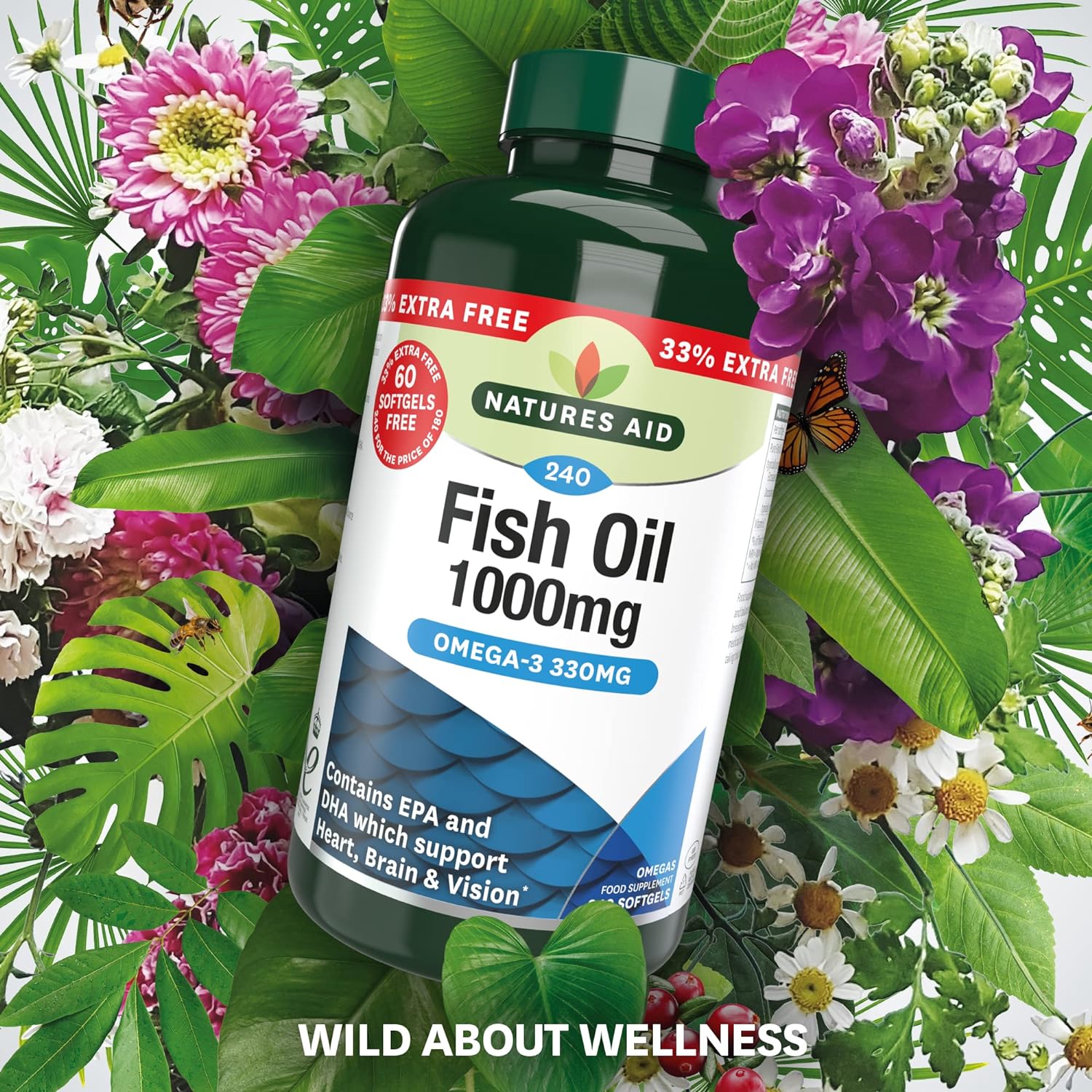 Fish Oil 1000mg 240 Softgels - Eco Natural Products - Natures Aid - Vitamins & Supplements