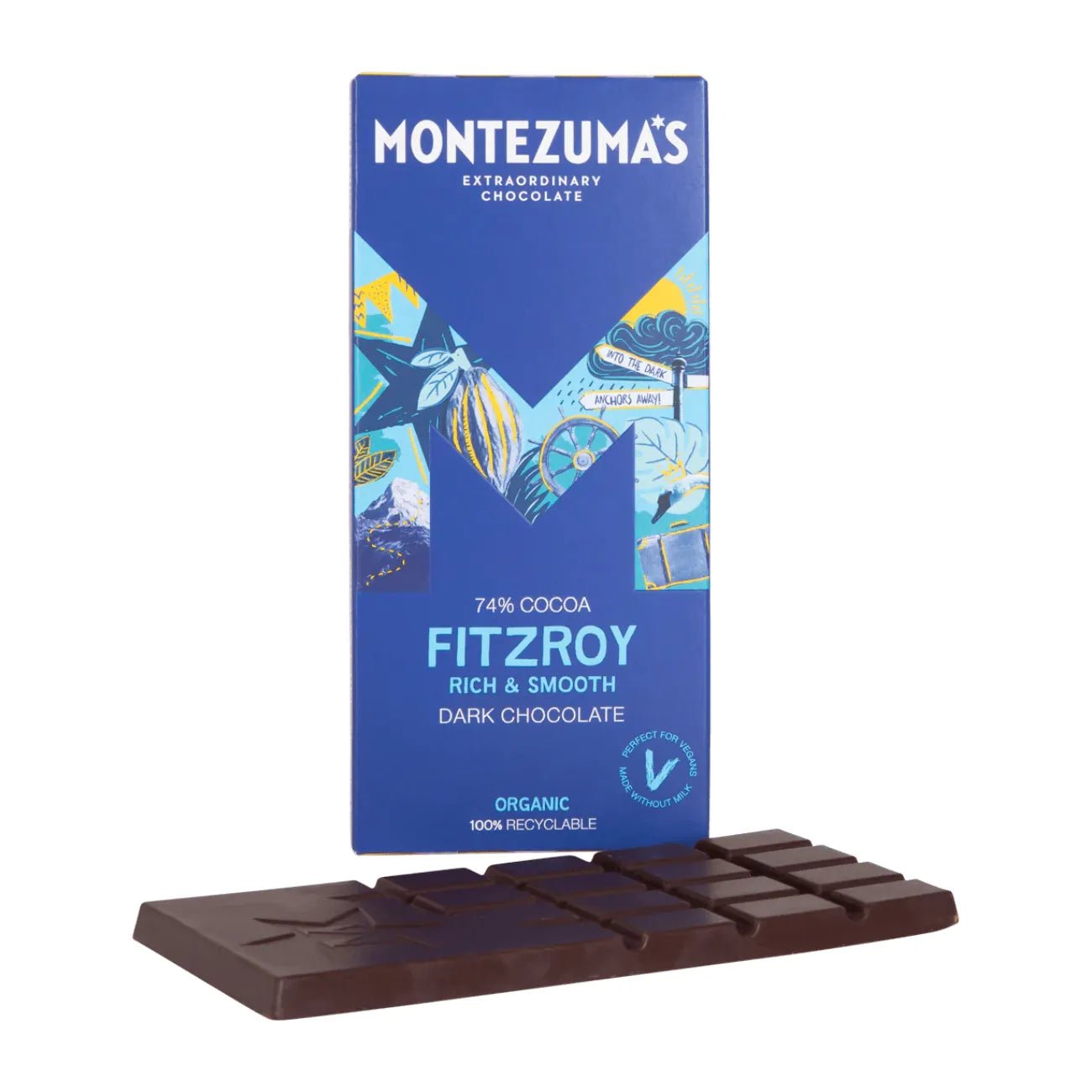 FitzRoy 74% Dark Chocolate Bar Organic 90g - Montezumas Chocolate - Chocolate Bar - Montezumas Chocolate