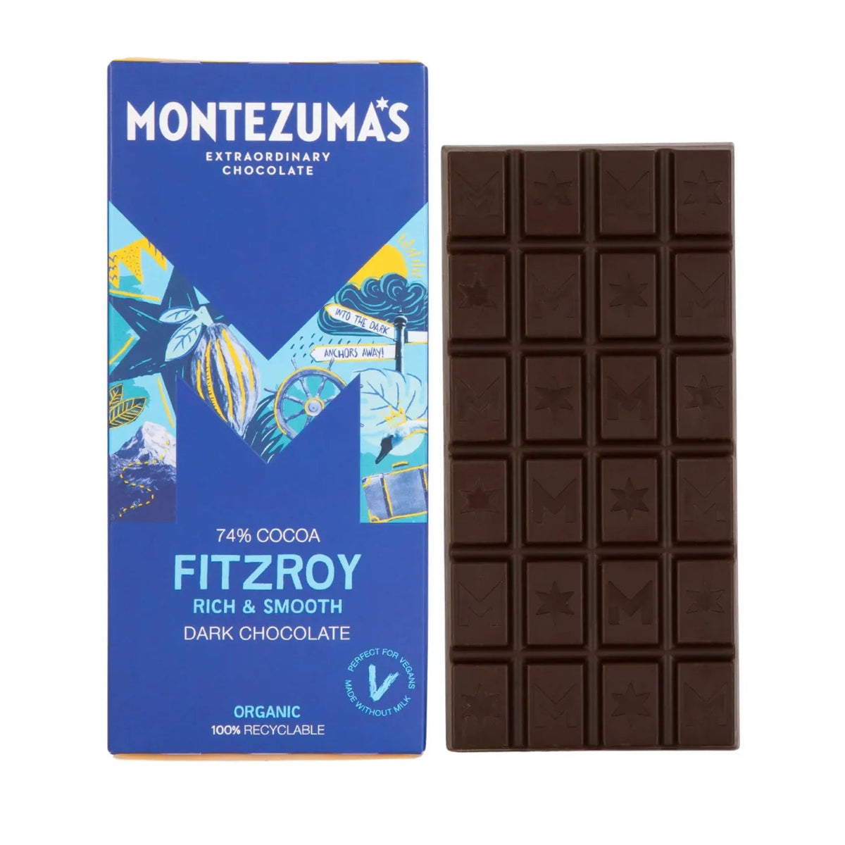 FitzRoy 74% Dark Chocolate Bar Organic 90g - Montezumas Chocolate - Chocolate Bar - Montezumas Chocolate