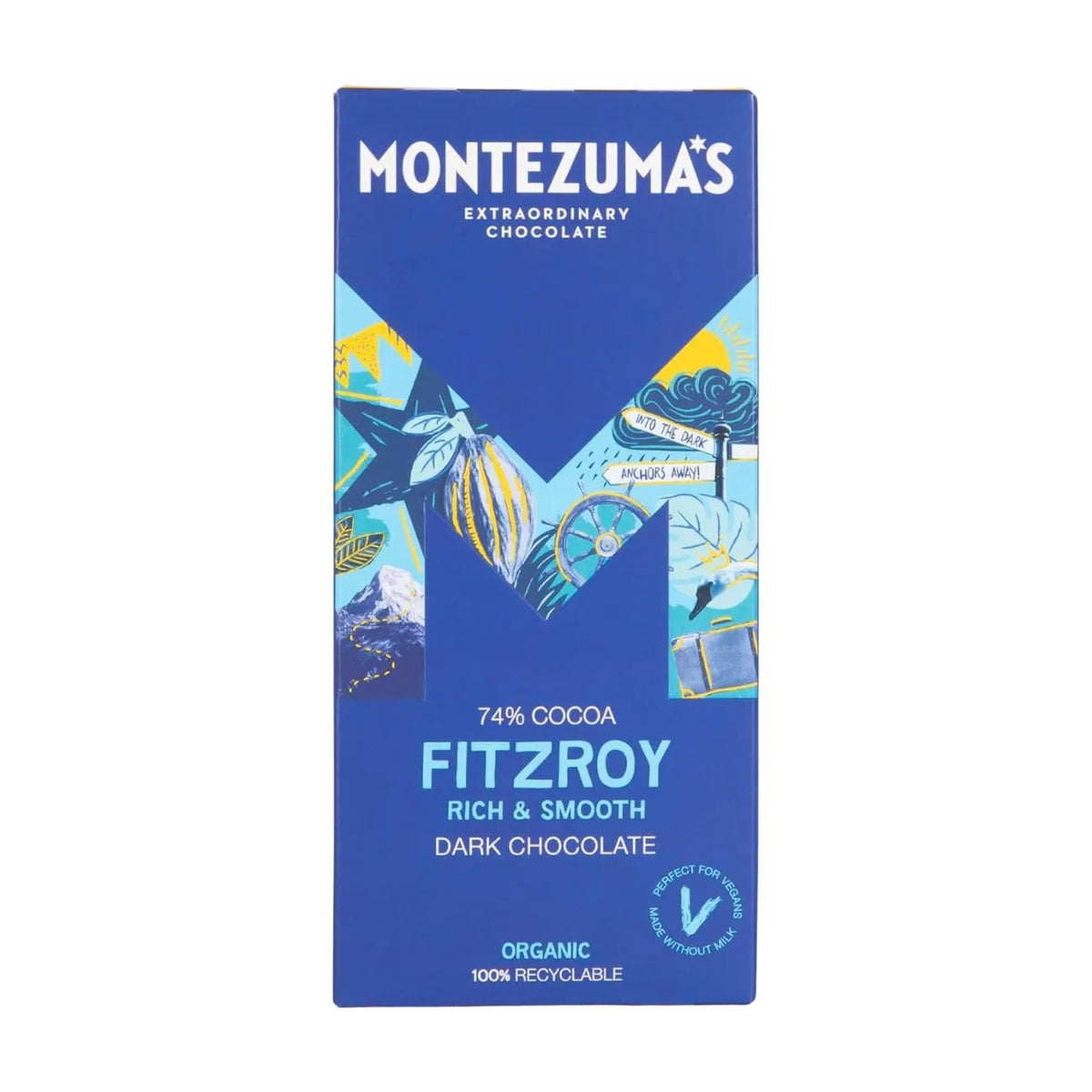 FitzRoy 74% Dark Chocolate Bar Organic 90g - Montezumas Chocolate - Chocolate Bar - Montezumas Chocolate