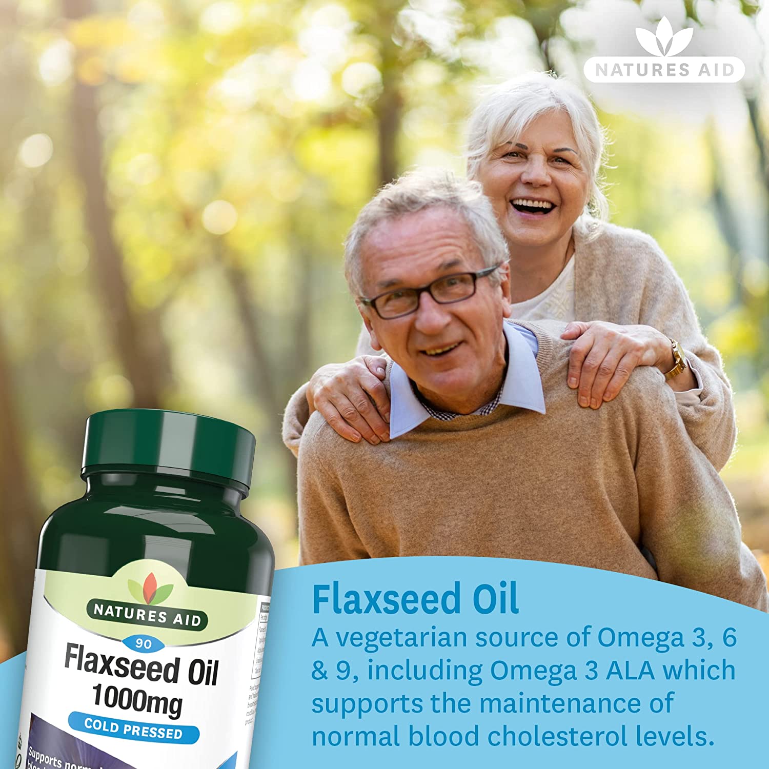 Flaxseed Oil Cold - Pressed Omega 3, 6 & 9 90 softgels - Eco Natural Products - Natures Aid - Vitamins & Supplements