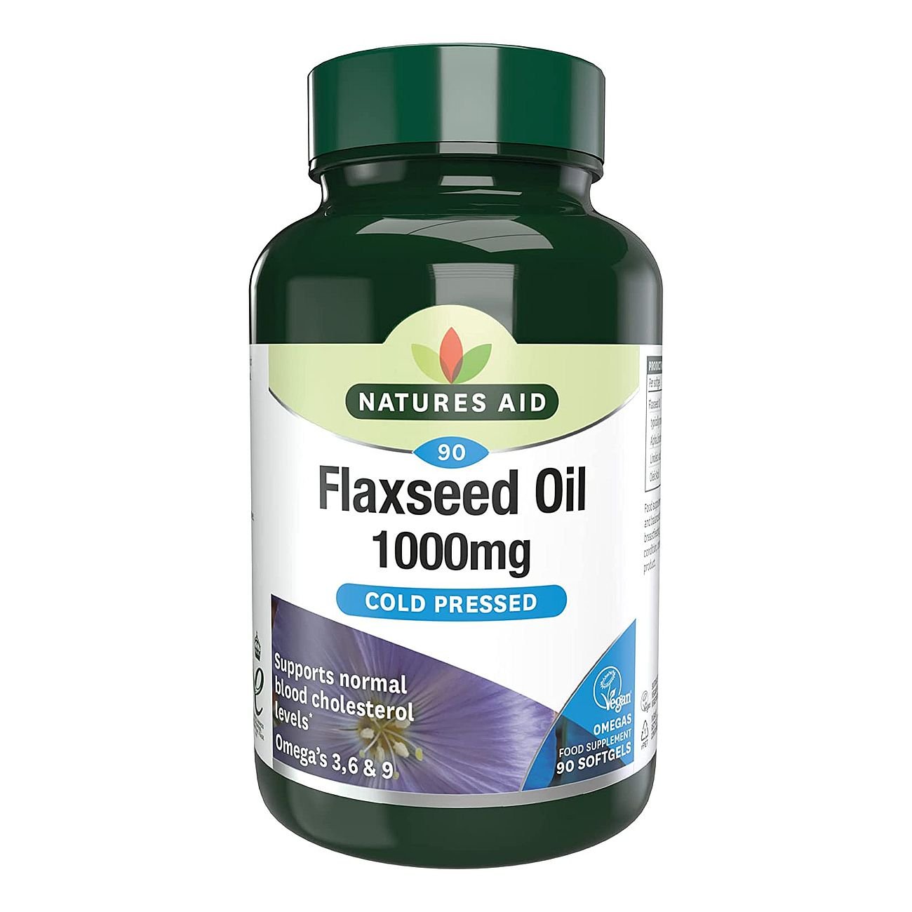 Flaxseed Oil Cold - Pressed Omega 3, 6 & 9 90 softgels - Natures Aid - Vitamins & Supplements - Eco Natural Products
