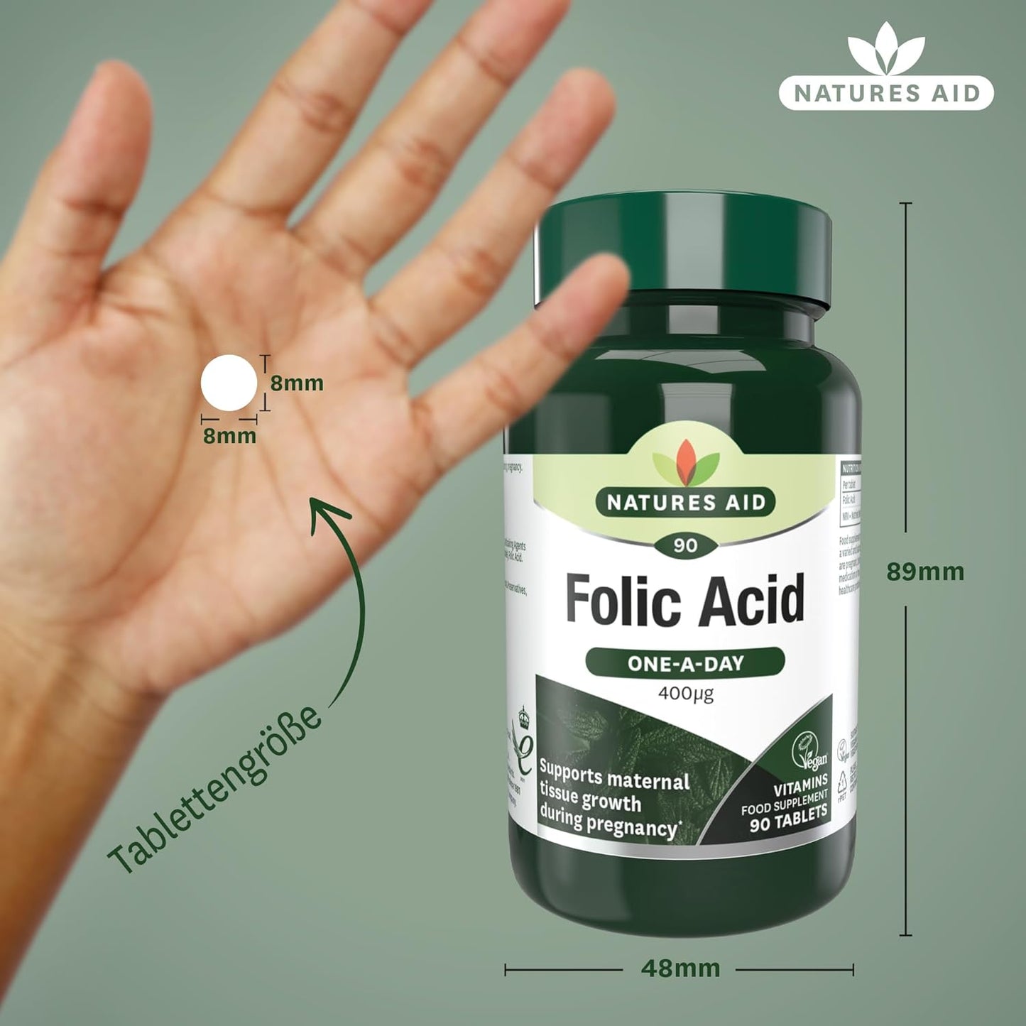 Folic Acid 400ug 90 Tablets - Natures Aid - Vitamins & Supplements - Eco Natural Products