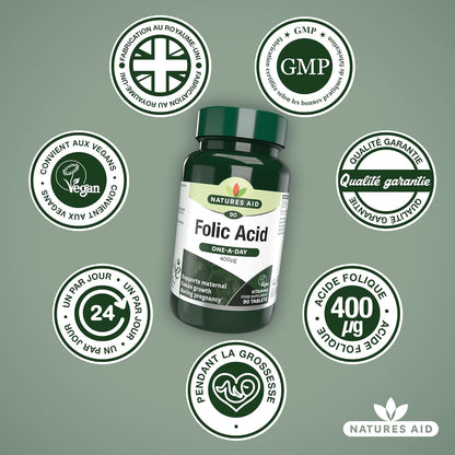 Folic Acid 400ug 90 Tablets - Natures Aid - Vitamins & Supplements - Eco Natural Products