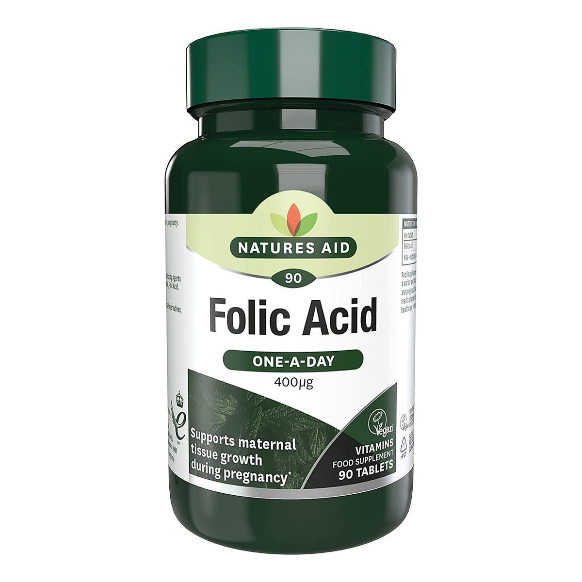 Folic Acid 400ug 90 Tablets - Natures Aid - Vitamins & Supplements - Eco Natural Products