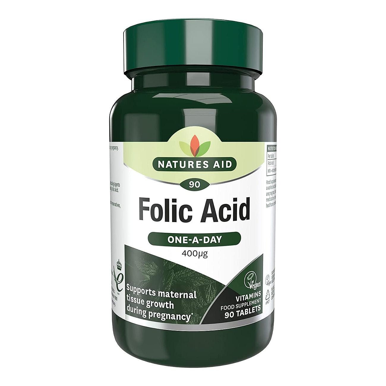Folic Acid 400ug 90 Tablets - Natures Aid - Vitamins & Supplements - Eco Natural Products