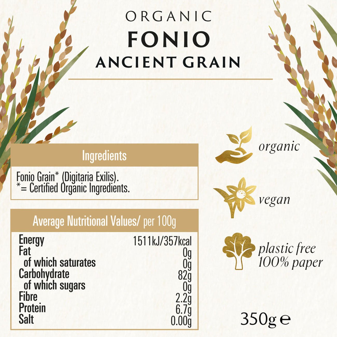 Fonio Ancient Grain 350g - Biona - Grains - Eco Natural Products