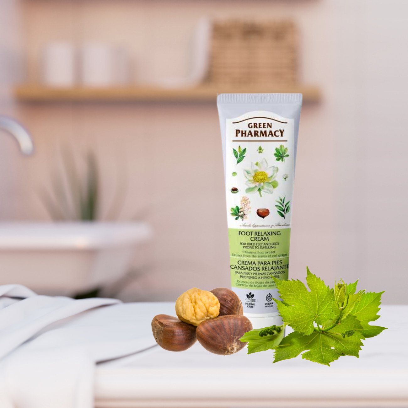 Foot Cream Chestnut & Red Grape Leaves 100ml - Eco Natural Products - Green Pharmacy - Foot Cream