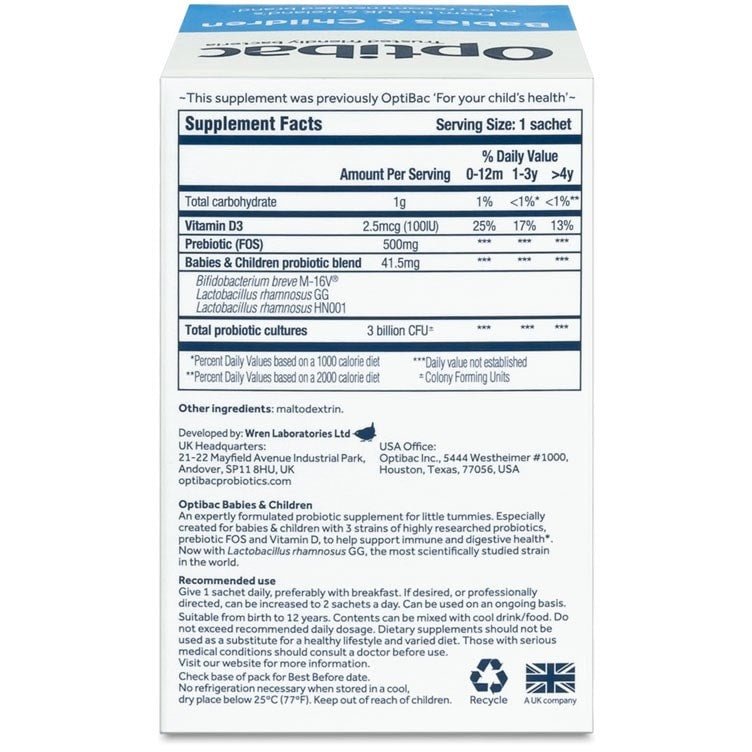 For Babies & Children 30 Sachets - OptiBac Probiotics - Vitamins & Supplements - Eco Natural Products