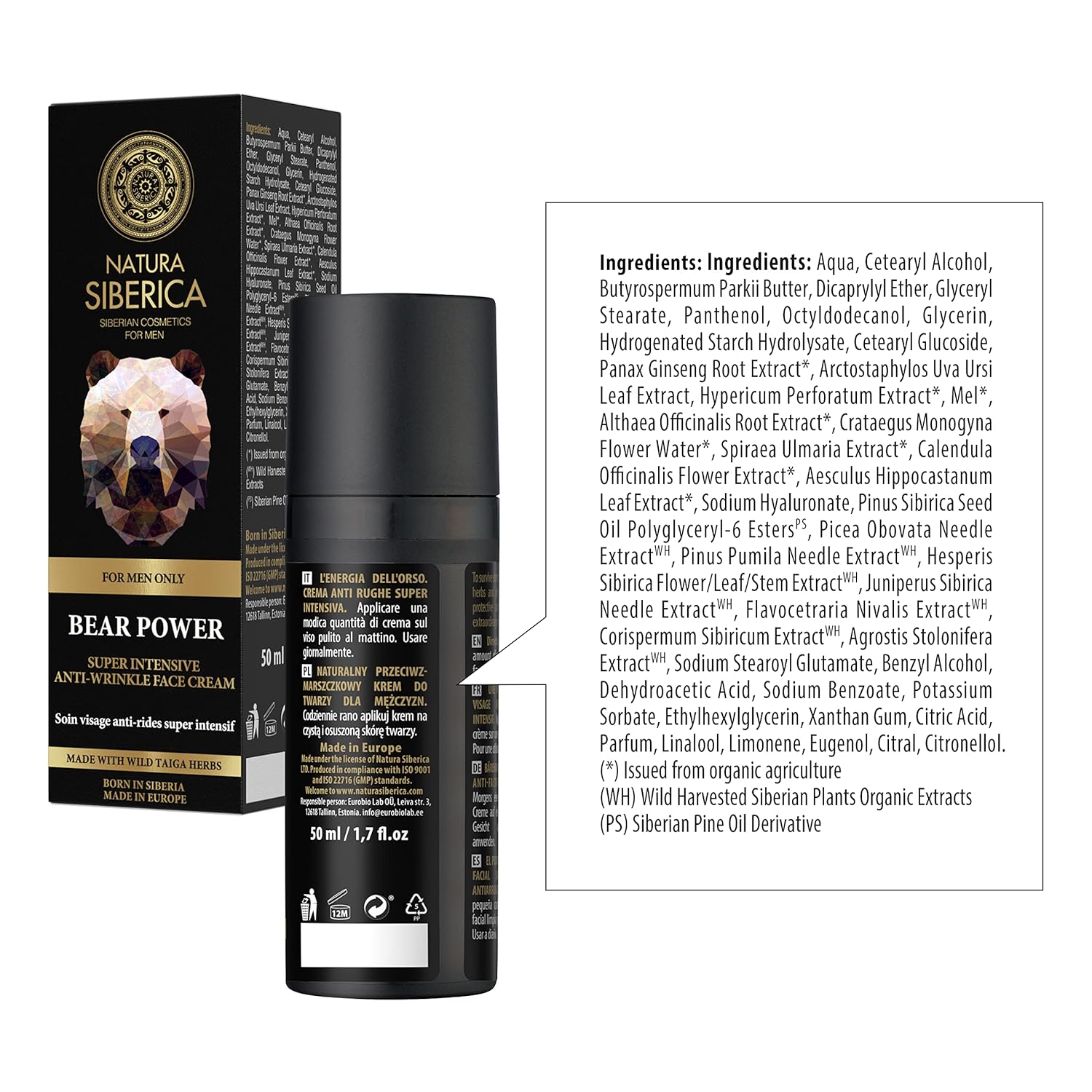 For Men Only Bear Super Intensive Power Anti - Wrinkle Face Cream 50ml - Natura Siberica - Day Cream - Eco Natural Products