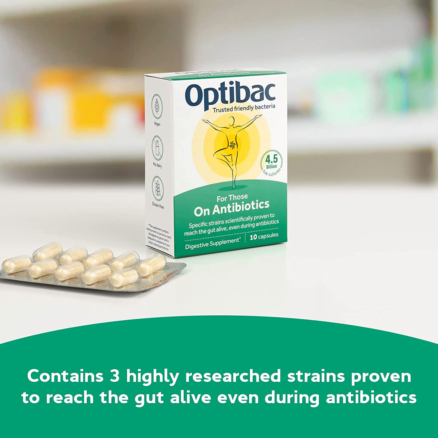 For Those on Antibiotics 10 Capsules - Eco Natural Products - OptiBac Probiotics - Vitamins & Supplements