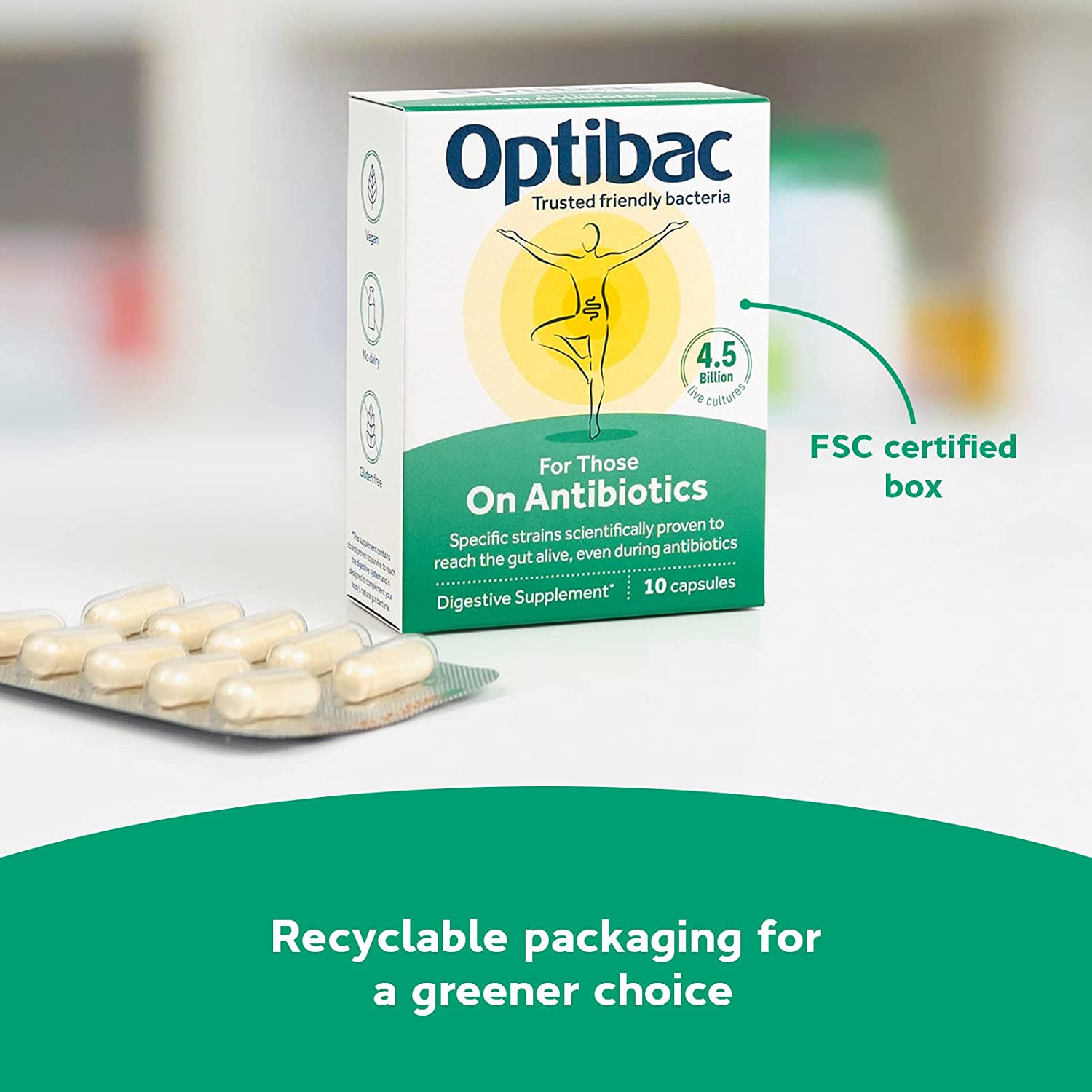 For Those on Antibiotics 10 Capsules - Eco Natural Products - OptiBac Probiotics - Vitamins & Supplements