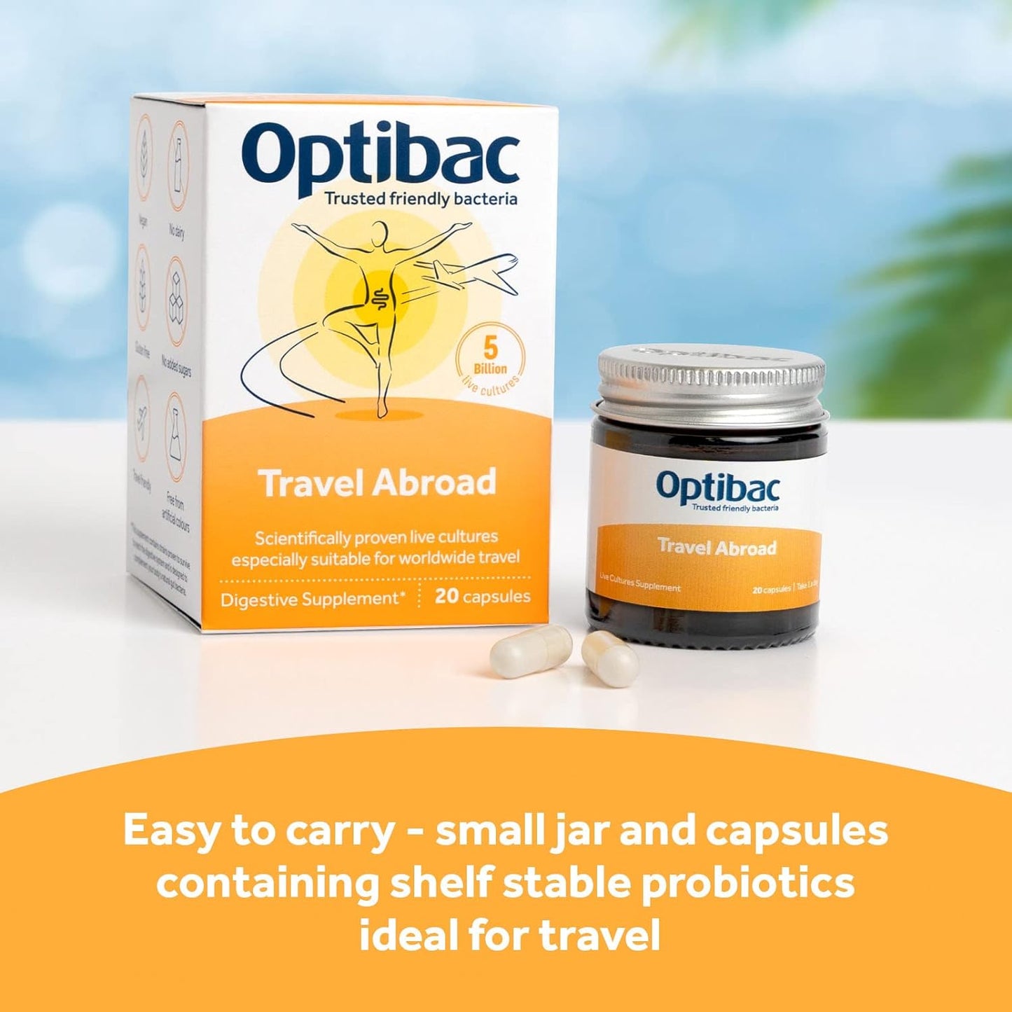 For Travelling Abroad 20 Capsules - OptiBac Probiotics - Vitamins & Supplements - Eco Natural Products