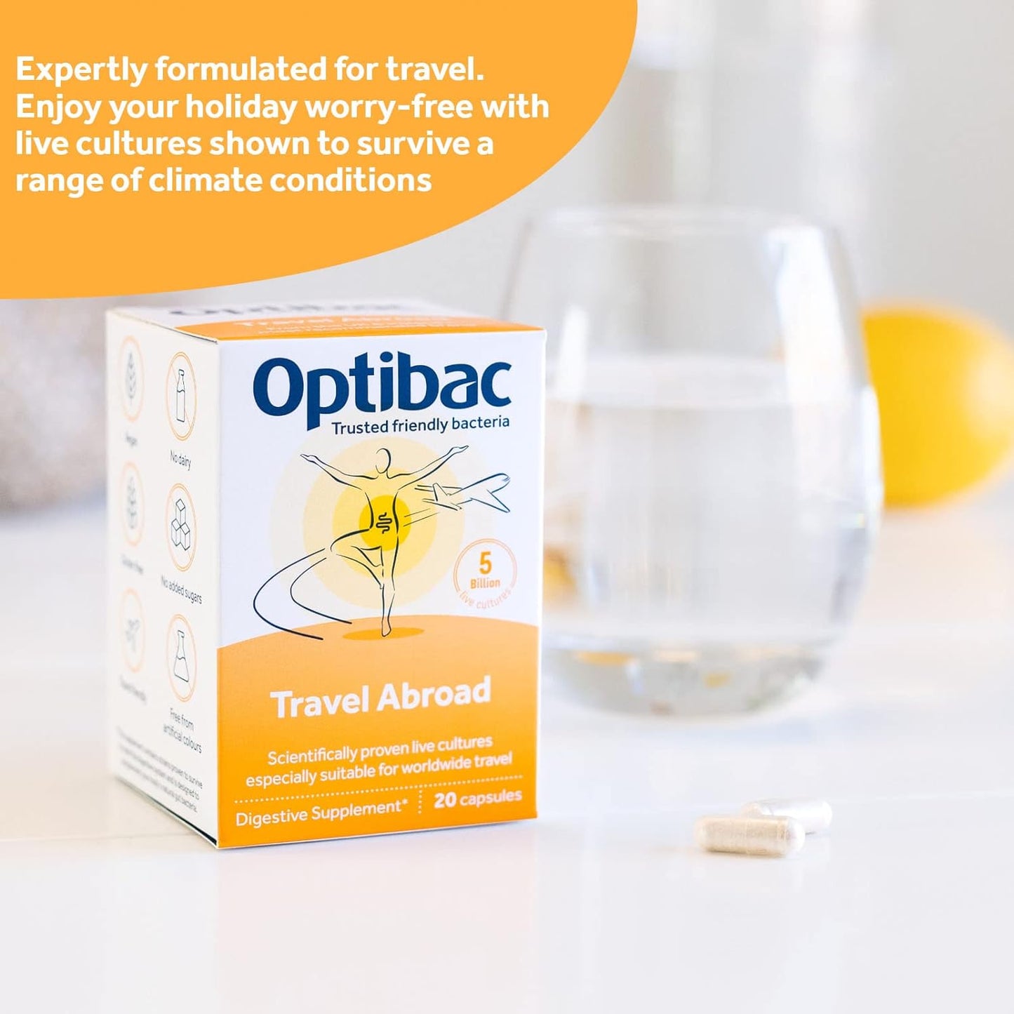 For Travelling Abroad 20 Capsules - OptiBac Probiotics - Vitamins & Supplements - Eco Natural Products