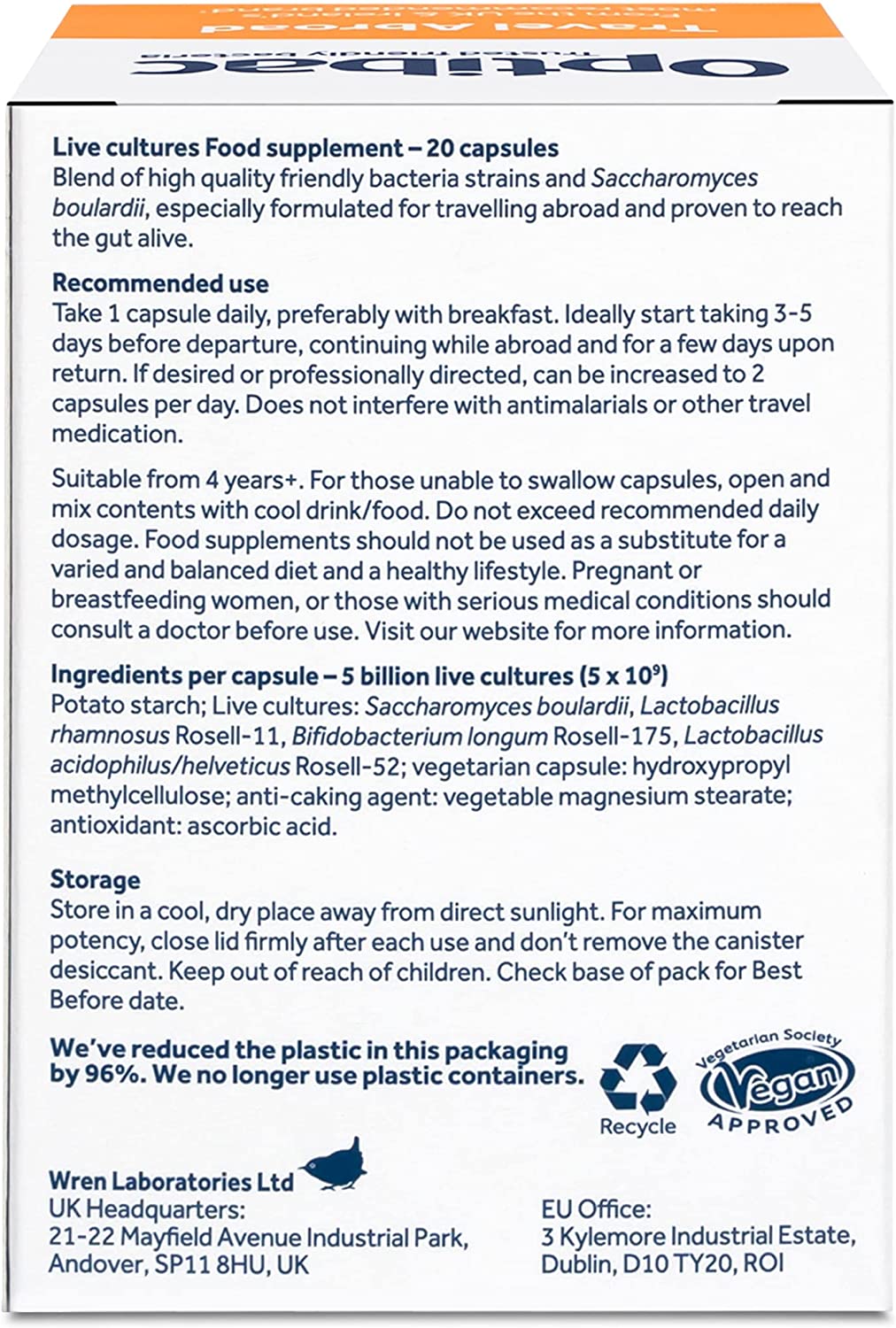 For Travelling Abroad 60 Capsules - OptiBac Probiotics - Vitamins & Supplements - Eco Natural Products