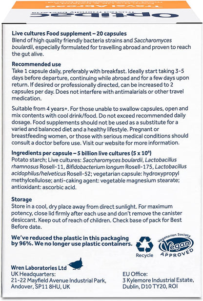 For Travelling Abroad 60 Capsules - OptiBac Probiotics - Vitamins & Supplements - Eco Natural Products