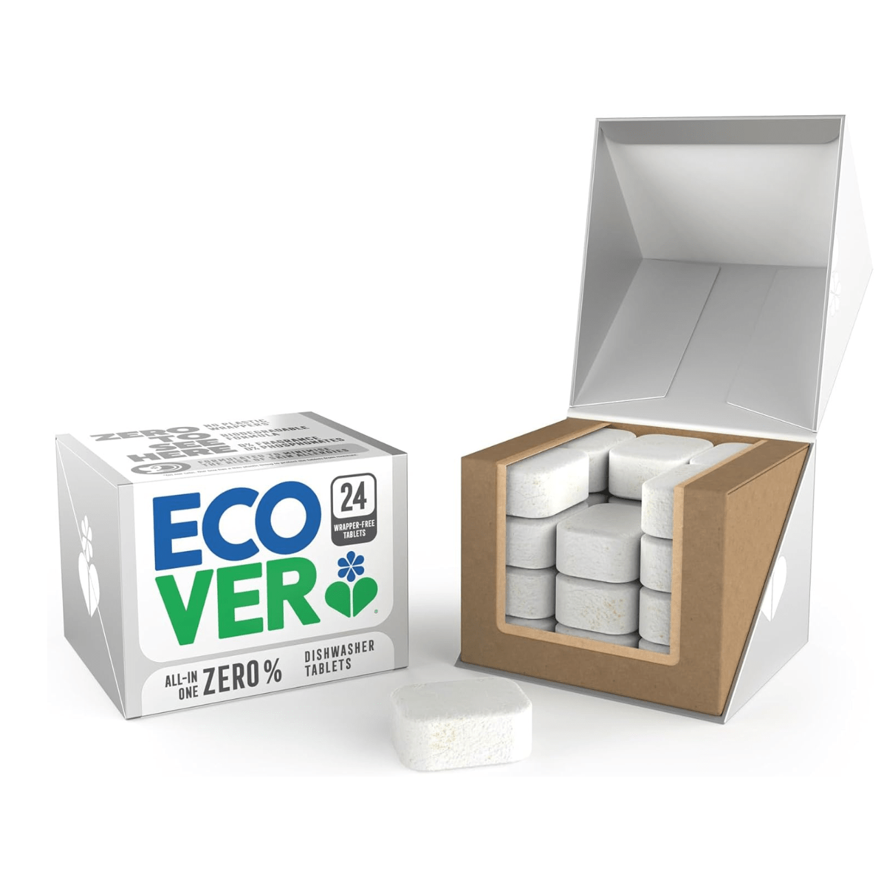 Fragrance Free All in One Dishwasher Tablets 24's - Ecover Zero - Dish Detergent & Soap - Eco Natural Products