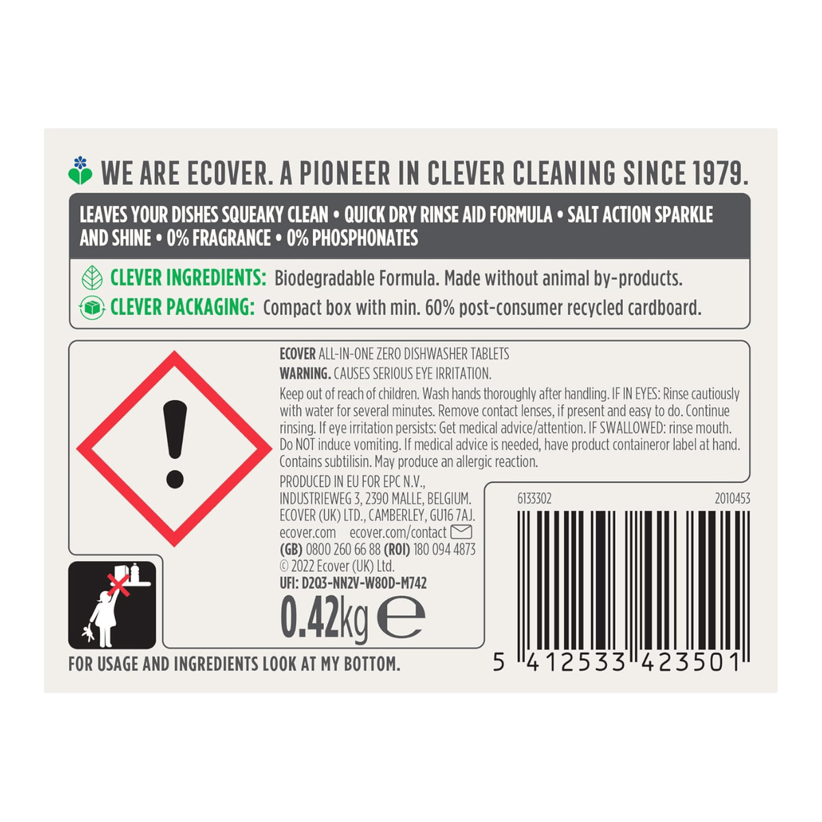 Fragrance Free All in One Dishwasher Tablets 24's - Ecover Zero - Dish Detergent & Soap - Eco Natural Products