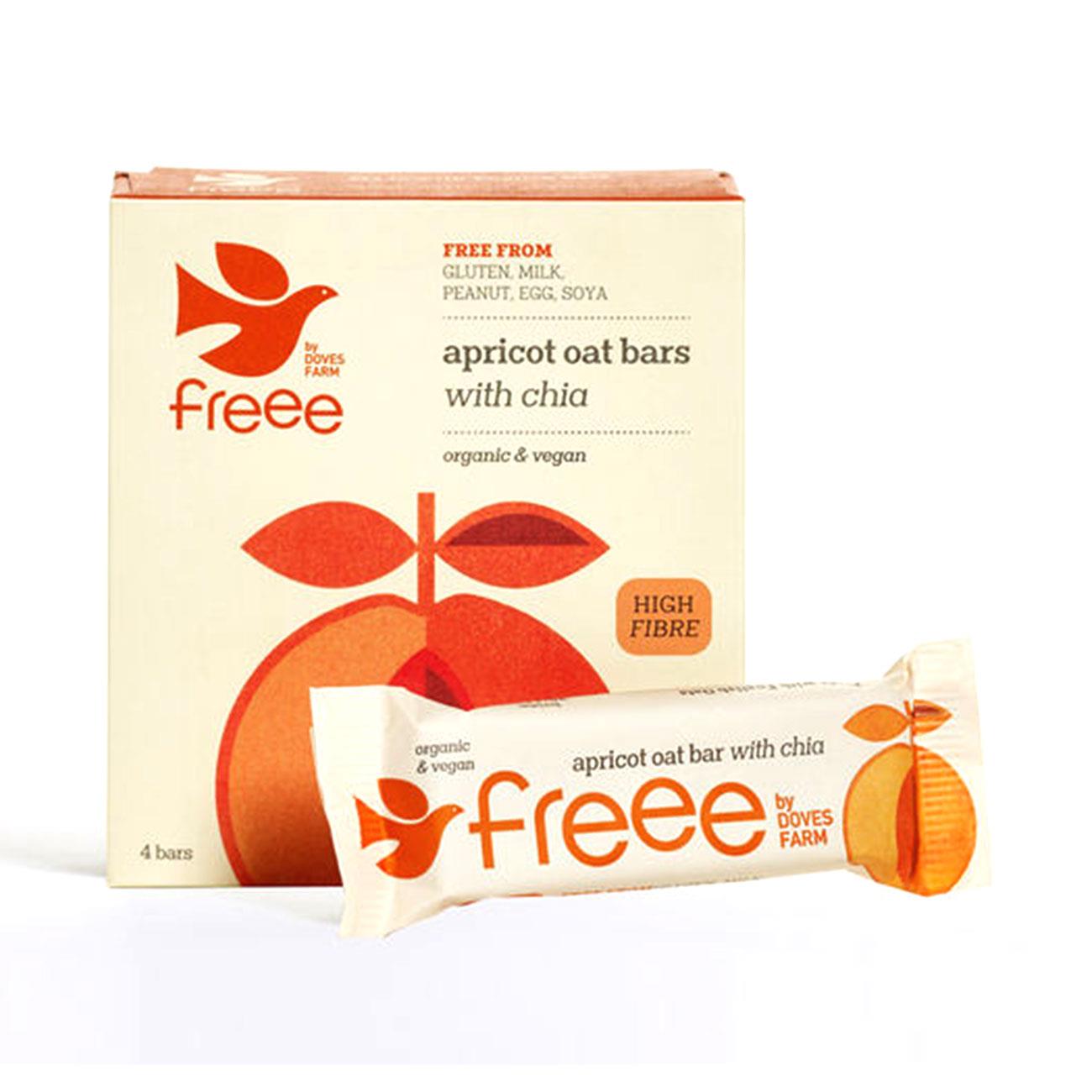 Freee Organic Apricot & Chia Seed Gluten Free Oat Bar 4 x 35g BBE 18.12.2024 - Doves Farm - Oat Bars - Eco Natural Products