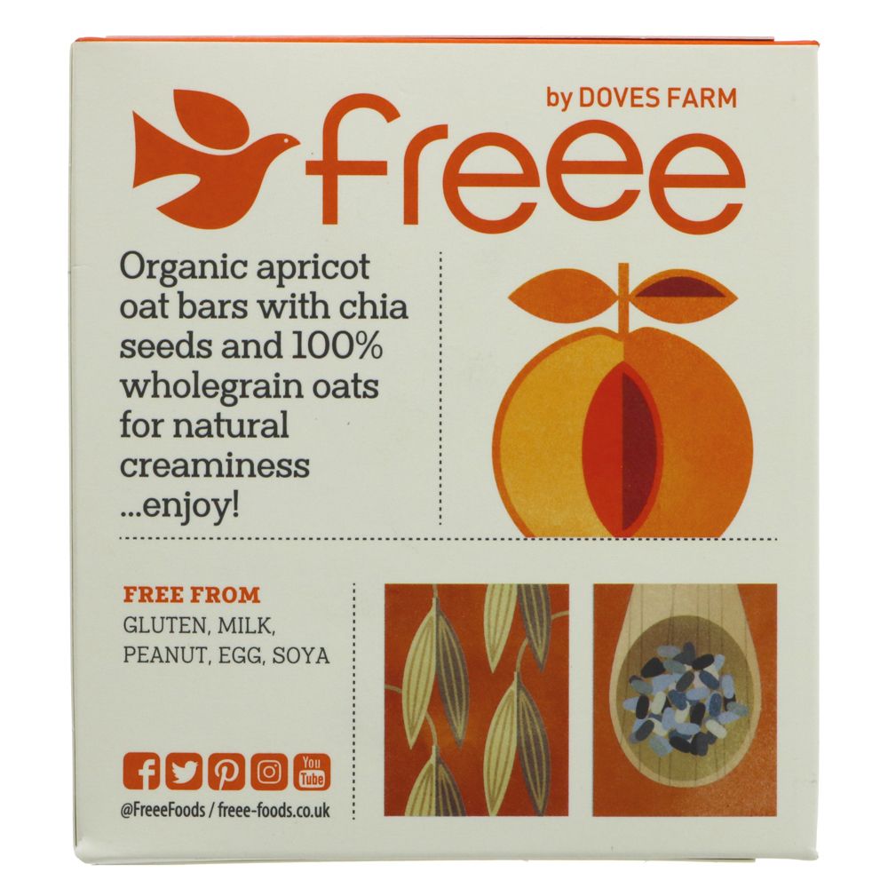 Freee Organic Apricot & Chia Seed Gluten Free Oat Bar 4x35g - Eco Natural Products - Doves Farm - Oat Bars