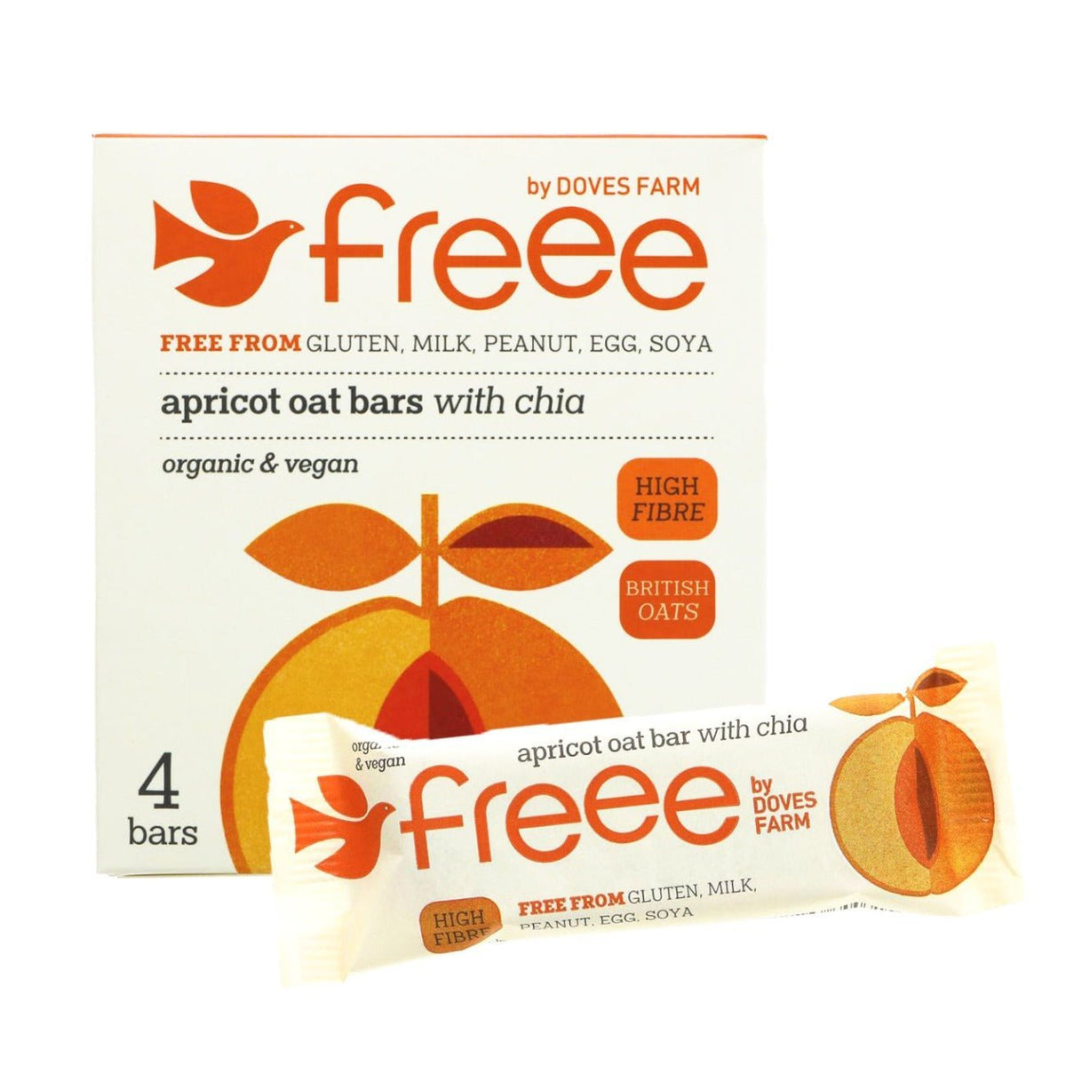 Freee Organic Apricot & Chia Seed Gluten Free Oat Bar 4x35g - Doves Farm - Oat Bars - Eco Natural Products