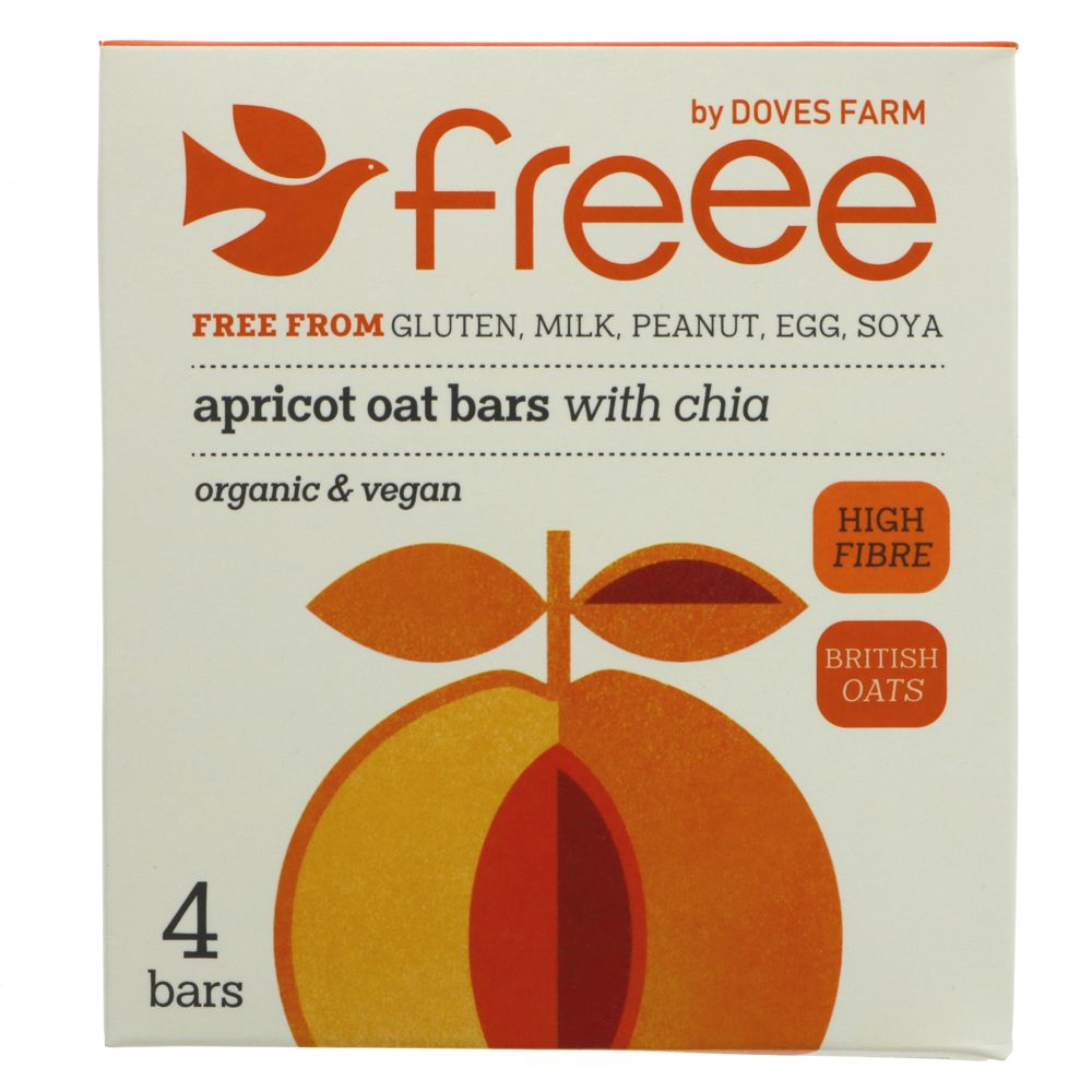 Freee Organic Apricot & Chia Seed Gluten Free Oat Bar 4x35g - Doves Farm - Oat Bars - Eco Natural Products