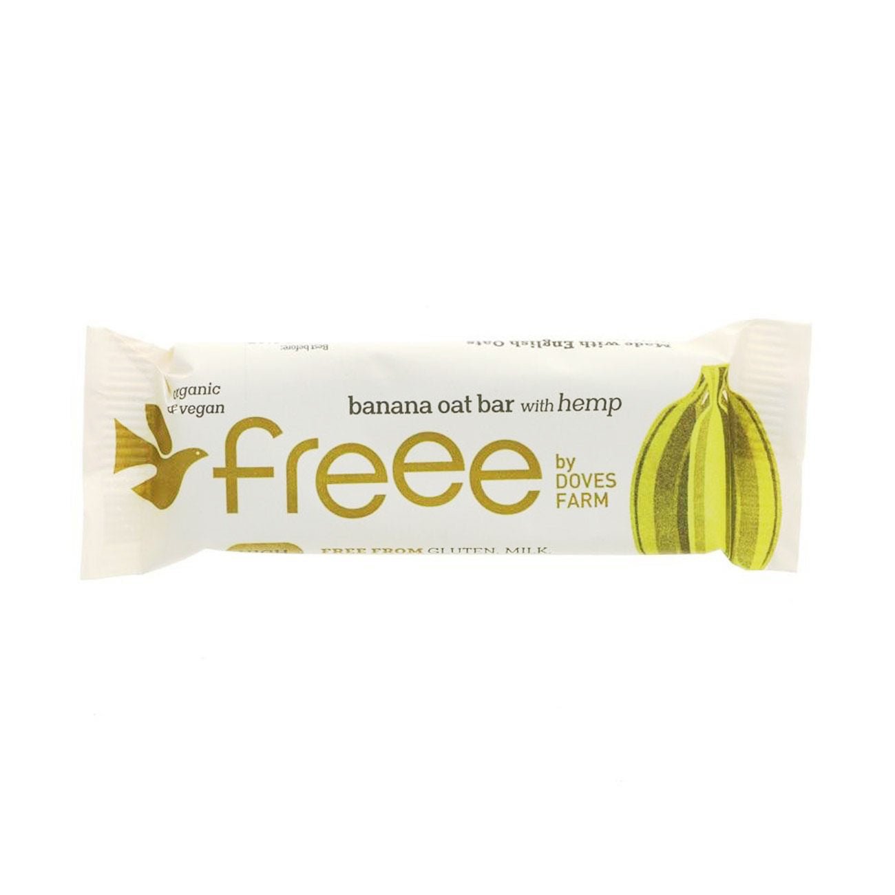 Freee Organic Banana with Hemp Gluten Free Oat Bar 35g - Eco Natural Products - Doves Farm - Oat Bars