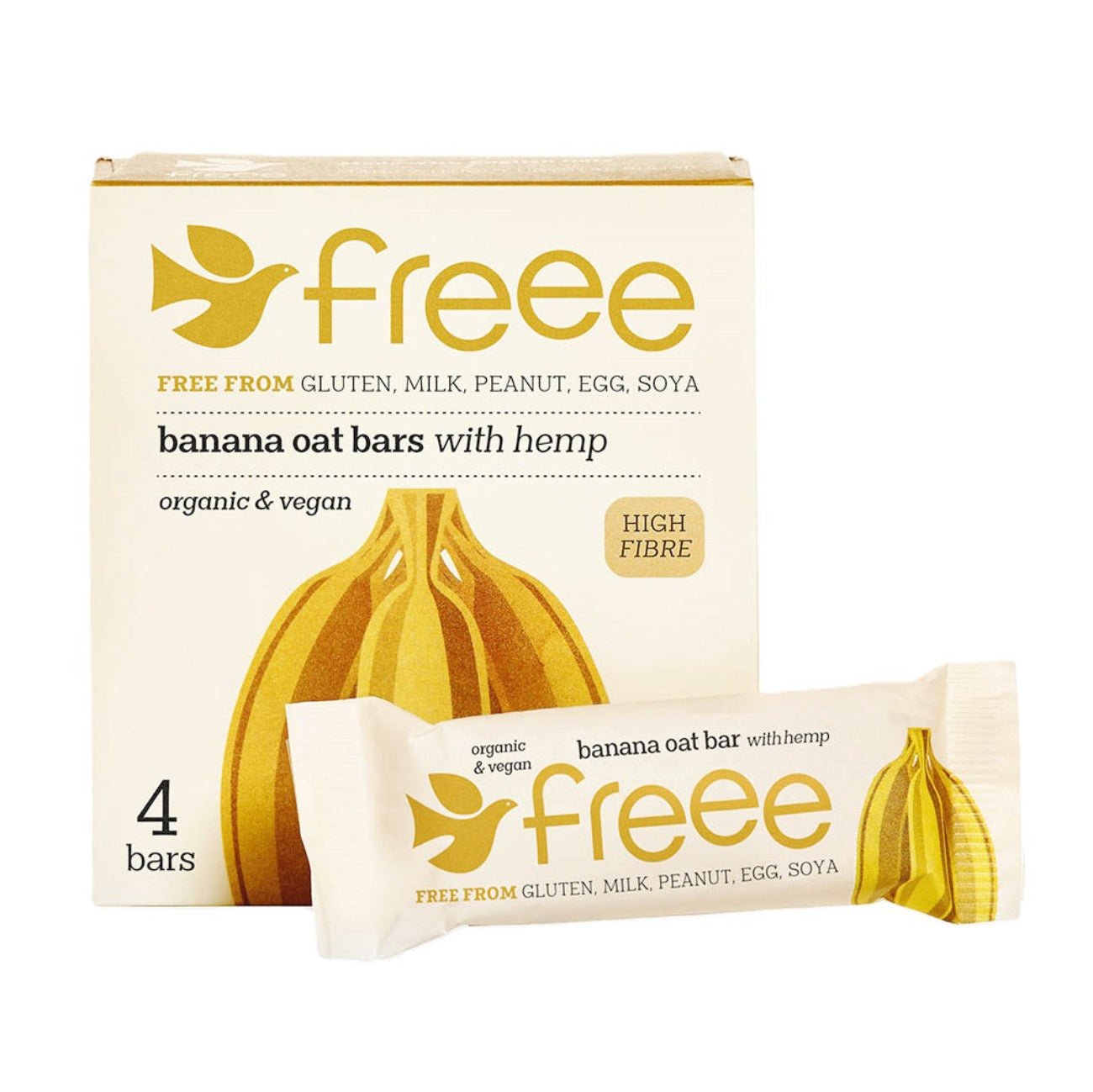 Freee Organic Banana with Hemp Gluten Free Oat Bar 4x35g - Eco Natural Products - Doves Farm - Oat Bars