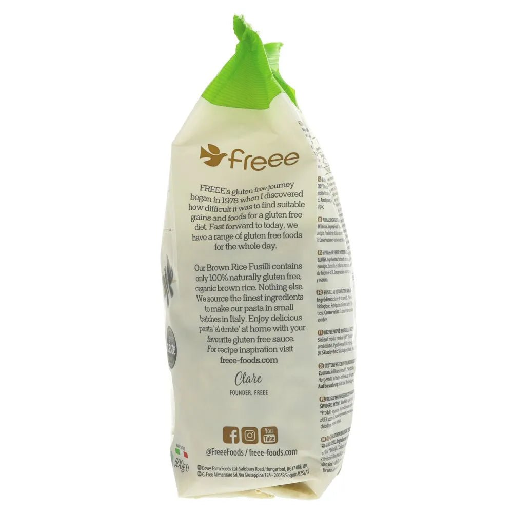 Freee Organic Brown Rice Fusilli Gluten Free Pasta 500g - Doves Farm - Pasta - Doves Farm