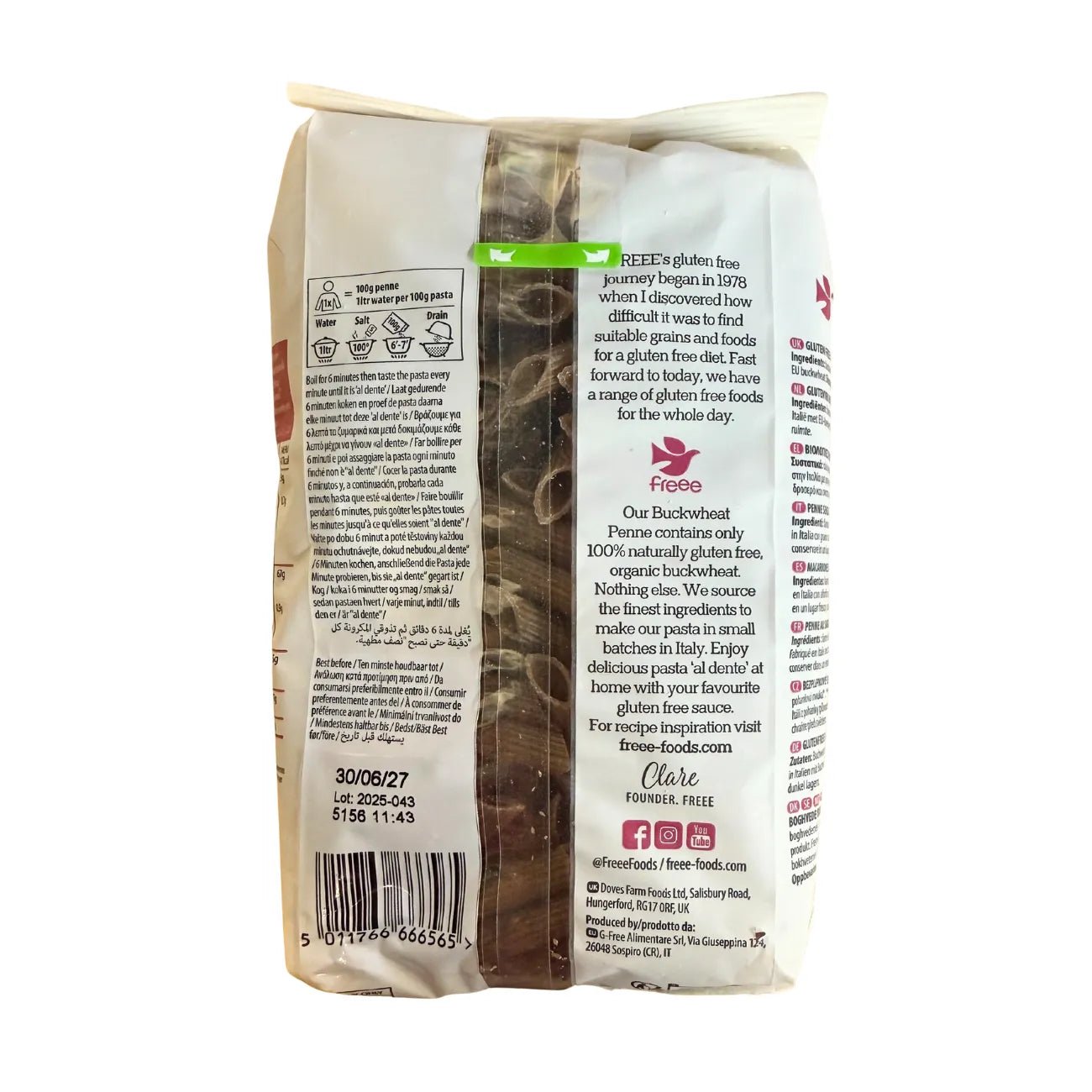 Freee Organic Buckwheat Penne Gluten Free Pasta 400g - Doves Farm - Pasta - Doves Farm