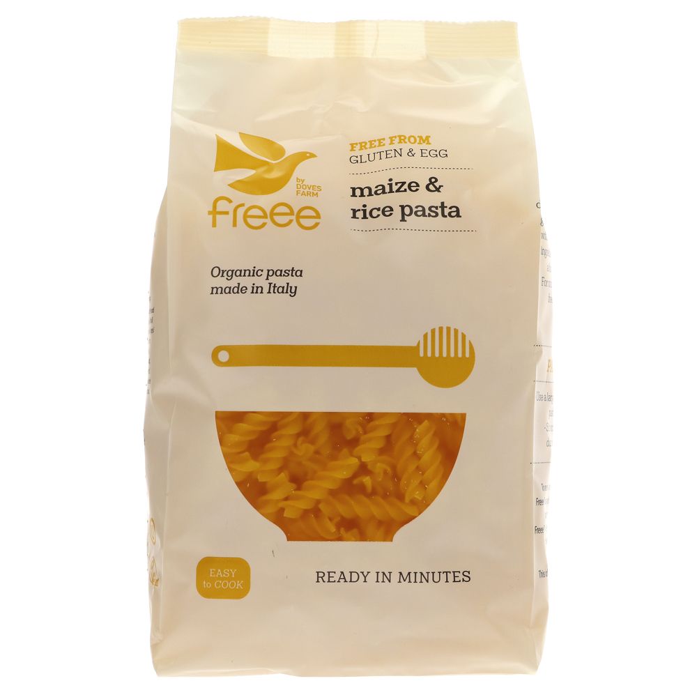 Freee Organic Maize and Rice Fusilli Gluten Free Pasta 500g - Eco Natural Products - Doves Farm - Pasta