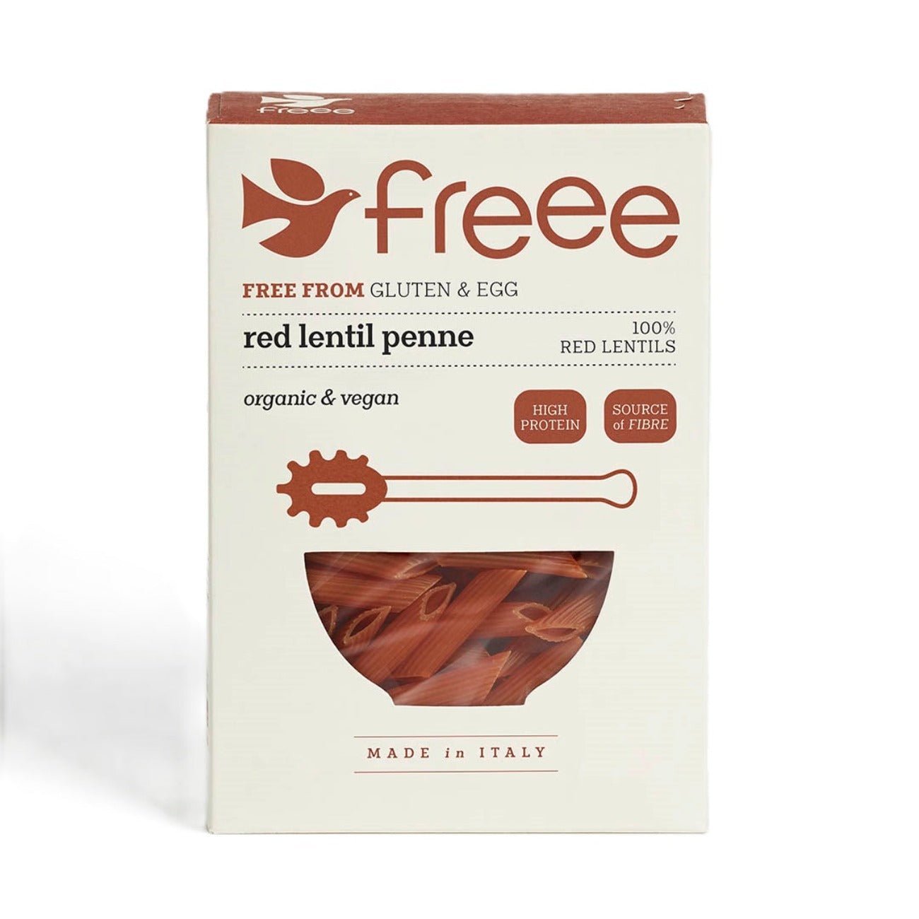 Freee Organic Red Lentil Penne Gluten Free Pasta 250g - Eco Natural Products - Doves Farm - Pasta