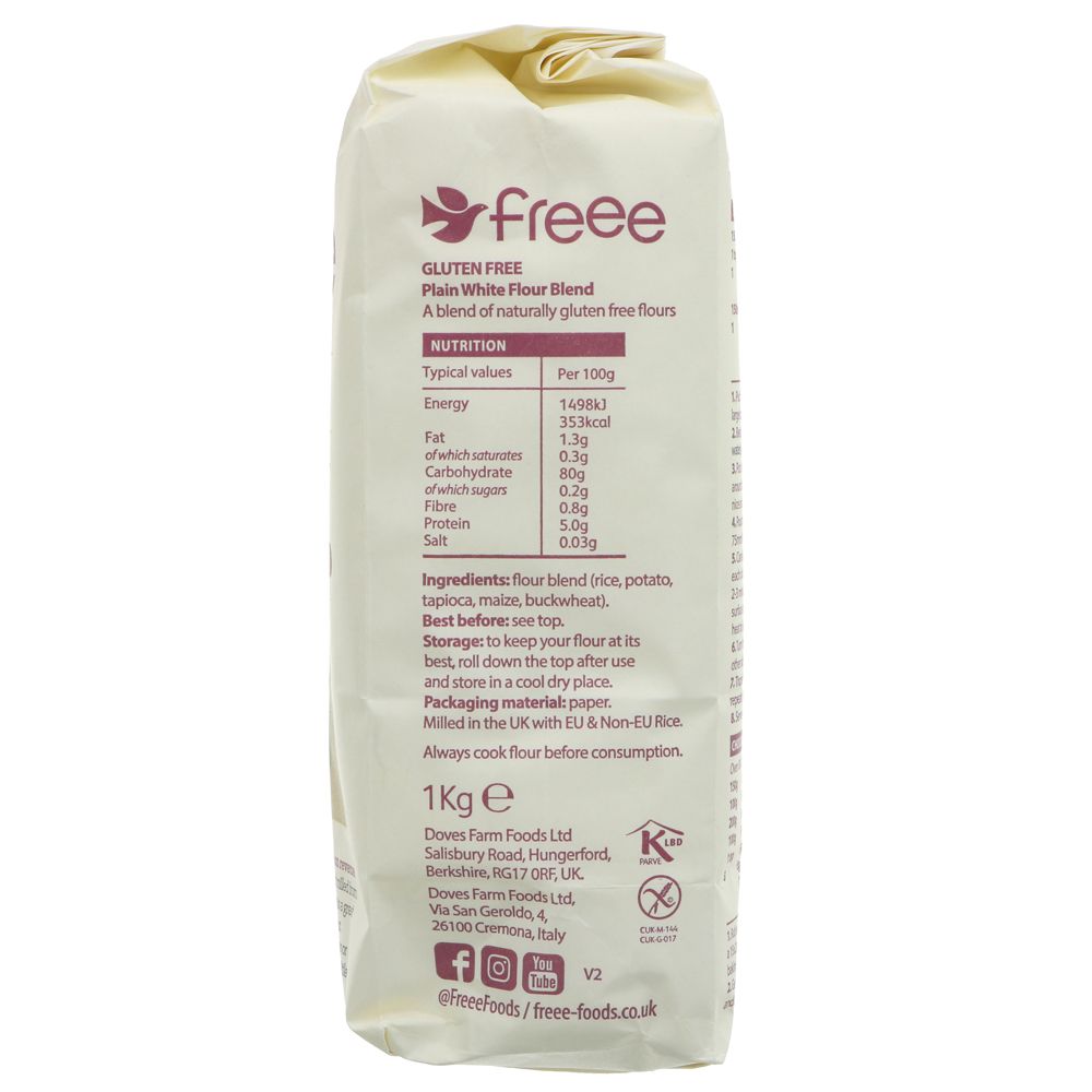 Freee Plain Gluten Free White Flour 1kg - Doves Farm - Flour - Eco Natural Products