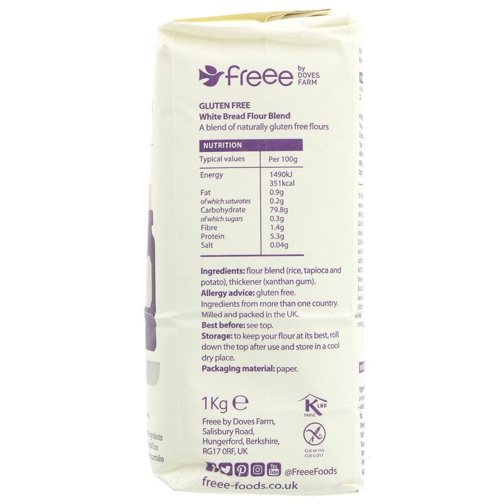 Freee White Bread Gluten Free Flour 1kg - Eco Natural Products - Doves Farm - Flour