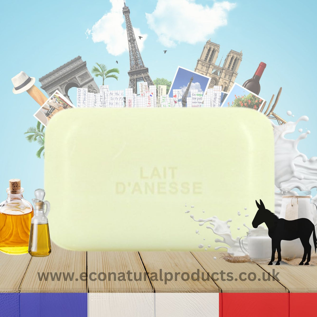 French Marseille Soap Aleppo Donkey Milk 125g - FouFour - Savon de Marseille - Bar Soap - Eco Natural Products
