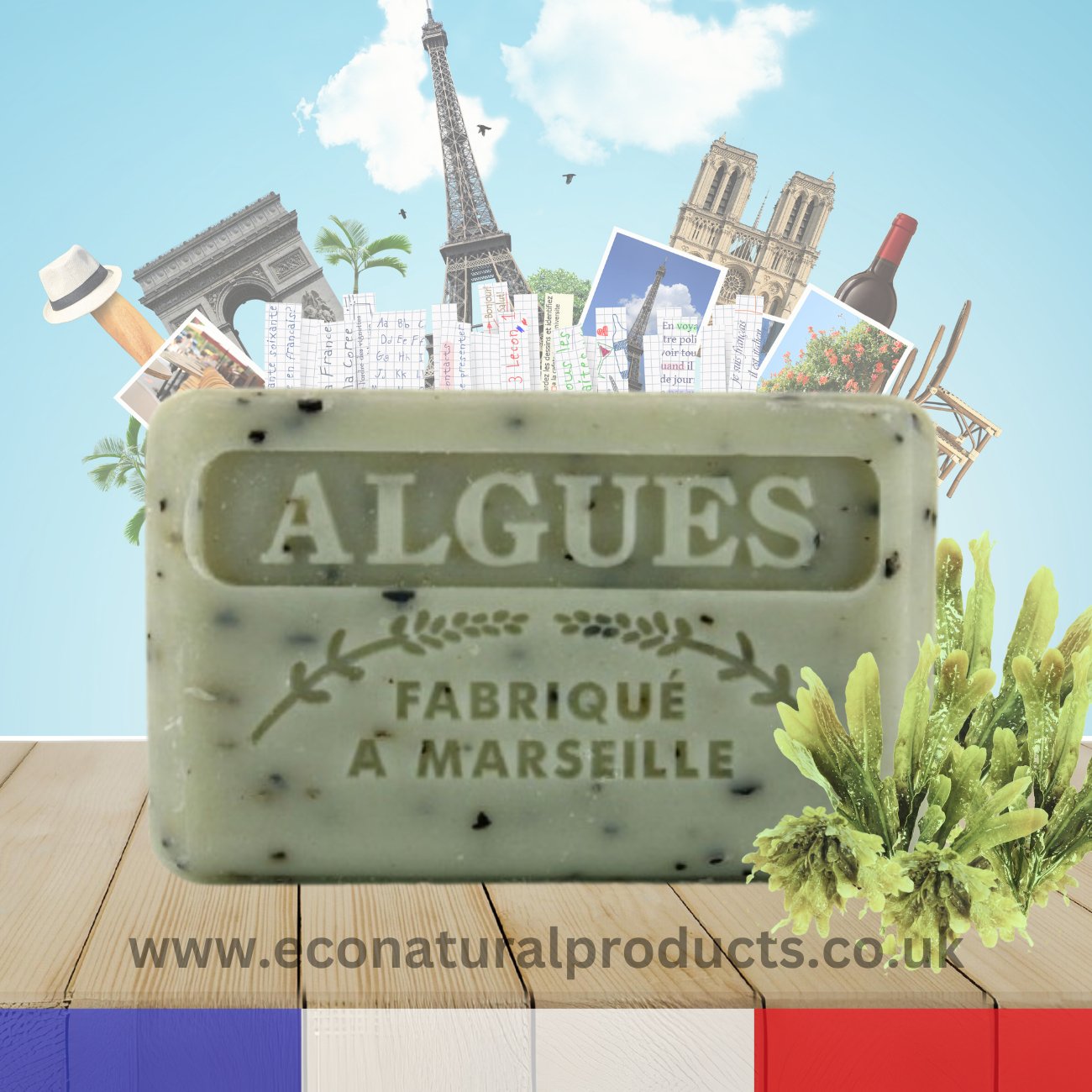 French Marseille Soap (Algue) Seaweed 125g - Eco Natural Products - FouFour - Savon de Marseille - Bar Soap