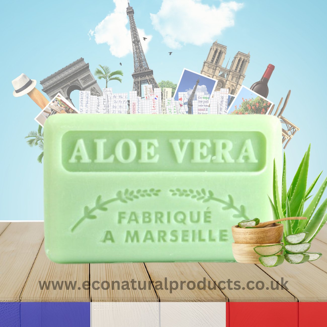 French Marseille Soap Aloe Vera 125g - FouFour - Savon de Marseille - Bar Soap - Eco Natural Products