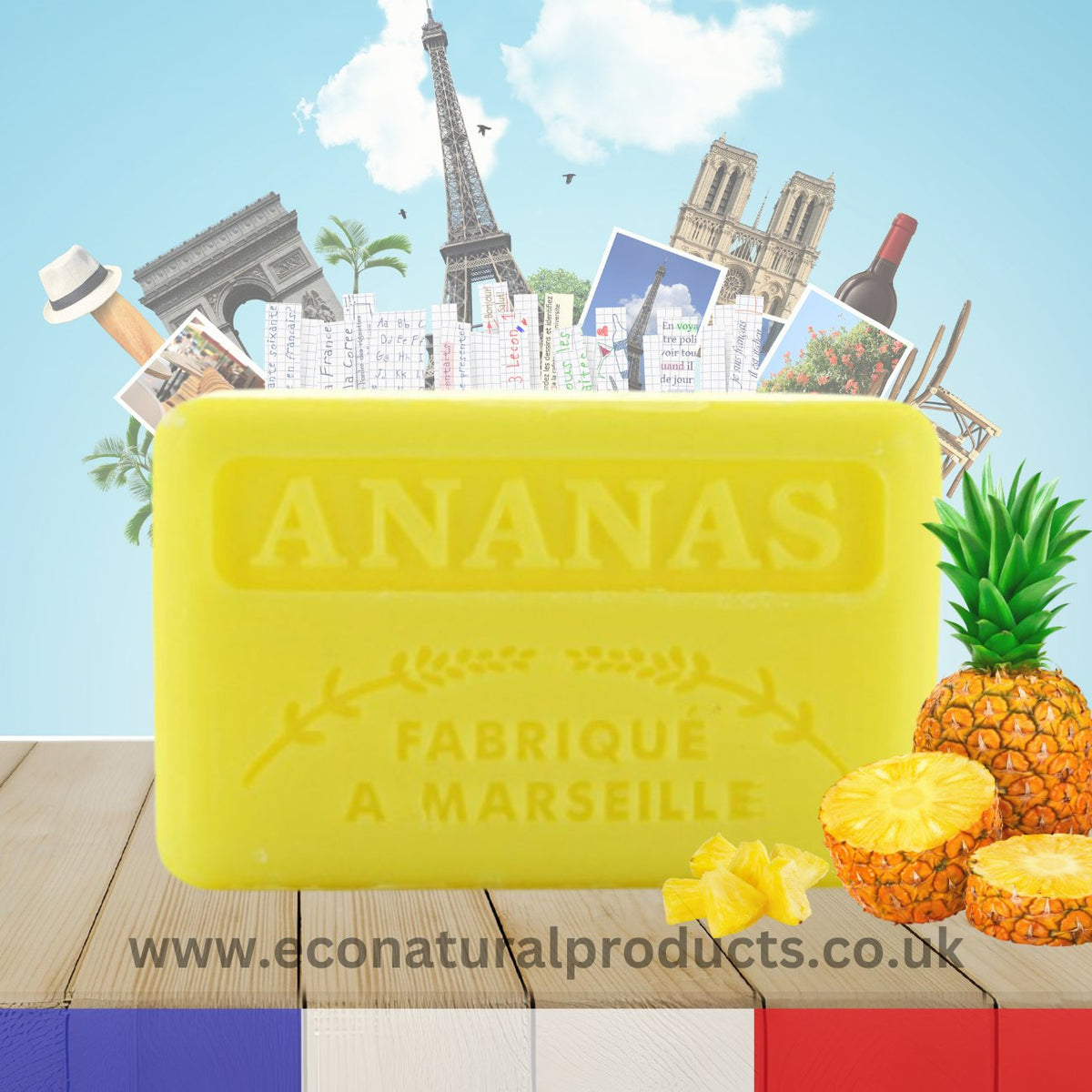 French Marseille Soap Ananas (Pineapple) 125g - FouFour - Savon de Marseille - Bar Soap - Eco Natural Products